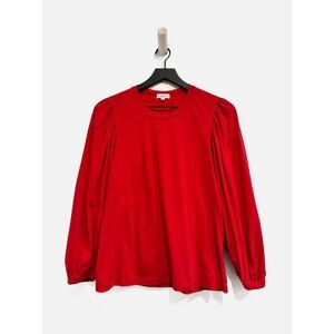 A.L.C. Red Cotton Puff Sleeve Top Size Small